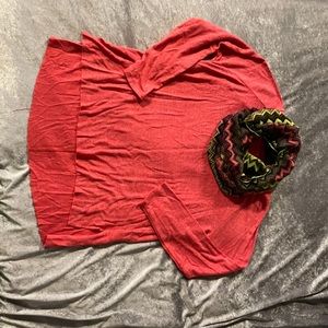 Bright scarf and matching American eagle sweater